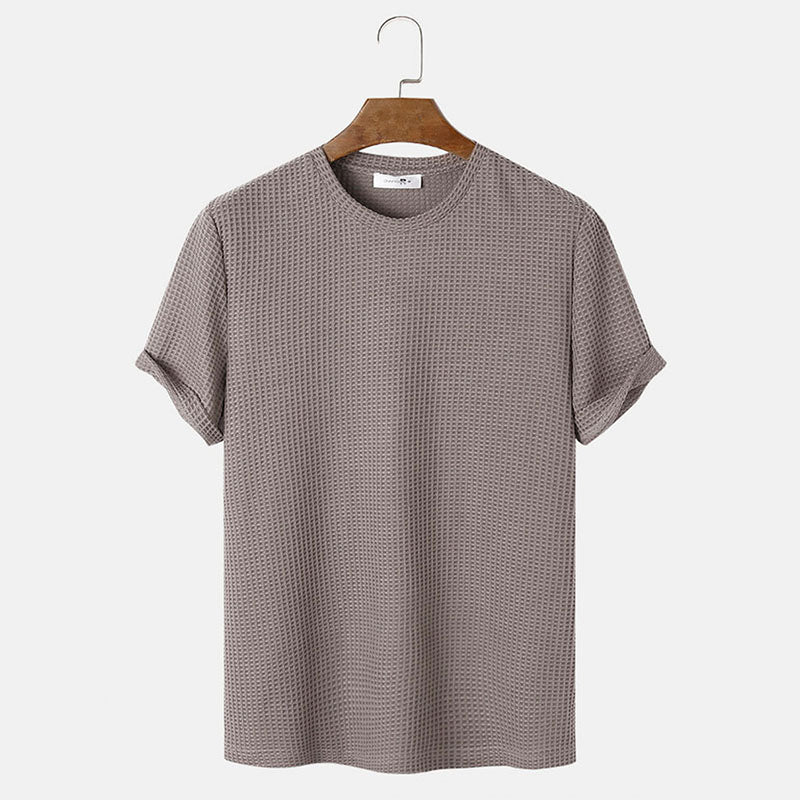 Men Summer Solid Color Round Neck Basic T-Shirts floriamart