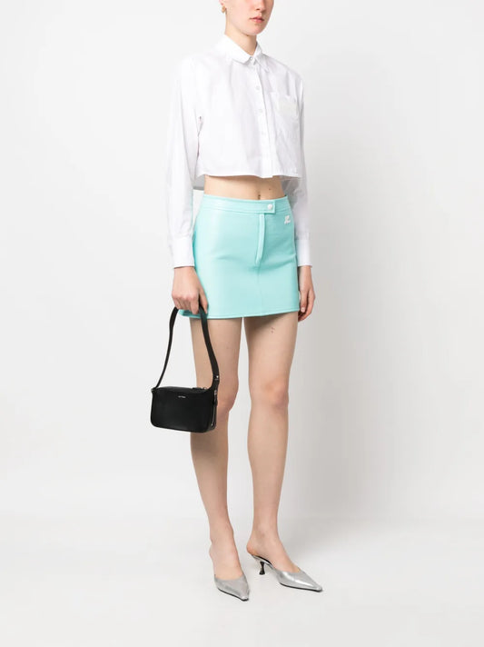 Courreszipped leather shoulder bag