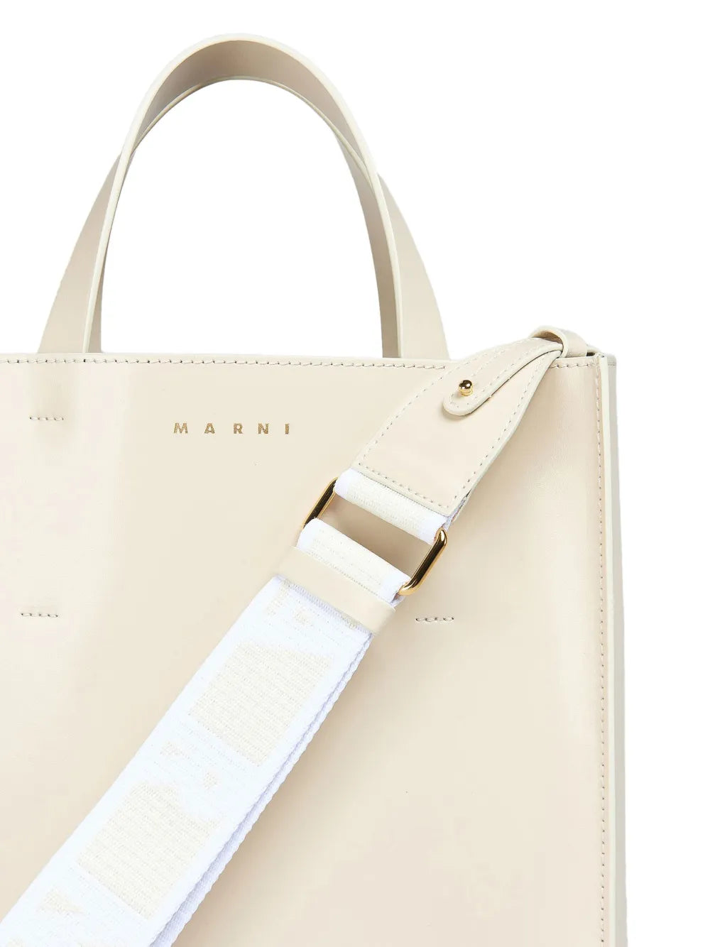 Marnilogo-strap leather tote bag
