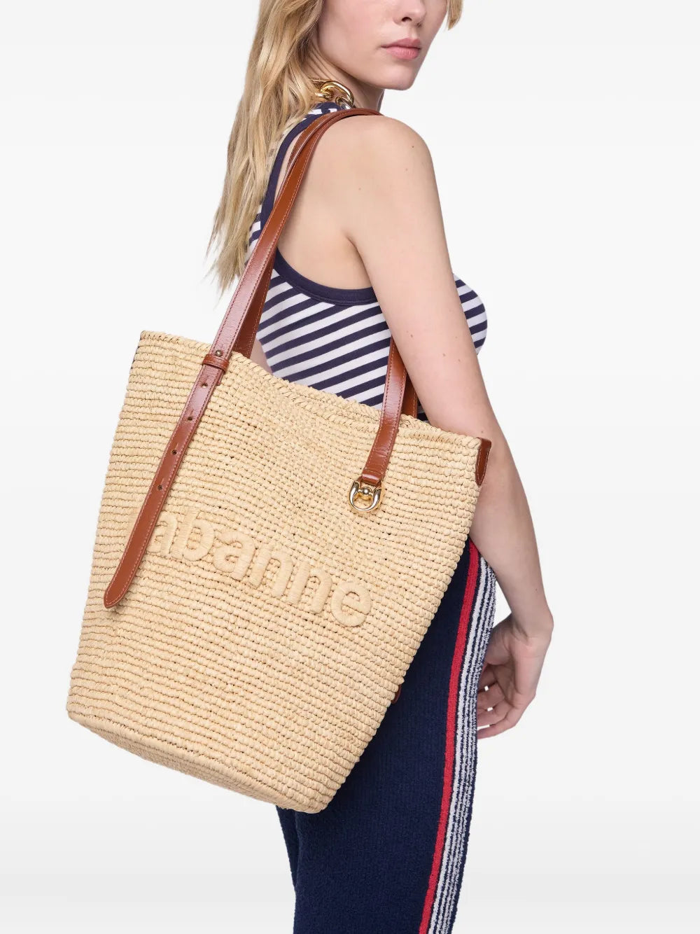 Rabannewoven raffia tote bag