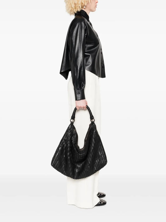 Reptile's Housepleated leather tote bag