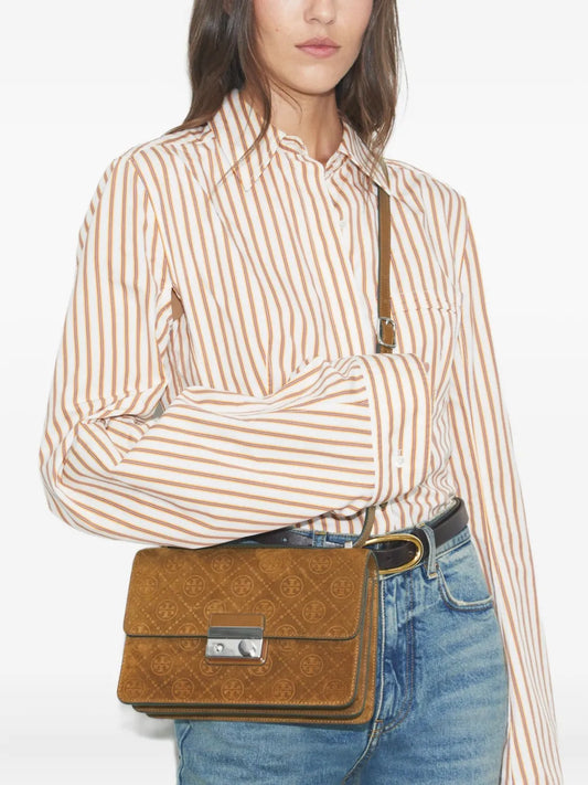 Tory Burchmonogram suede shoulder bag