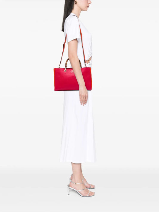 Pre-OwnedGucci Pre-Owned2016-2025 Medium Bicolor Calfskin Bamboo Shopper satchel
