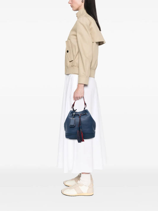 Pre-OwnedPrada Pre-Owned2013-2025 Soft Calf Tassel Convertible Drawstring Bucket Bag satchel