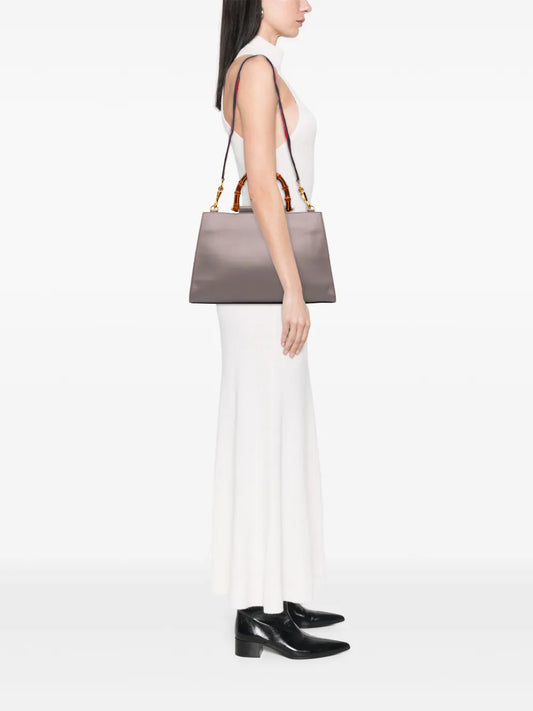 Pre-OwnedGucci Pre-Owned2016-2025 Medium Leather Bamboo Nymphaea satchel