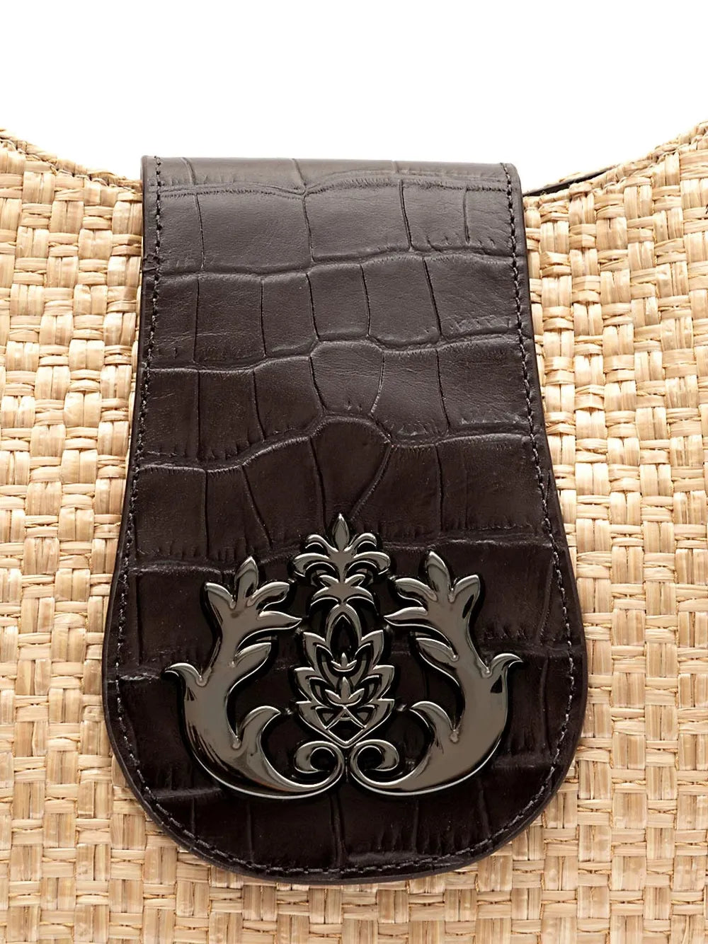 IslaMoon croc-embossed woven shoulder bag floriamart.shop