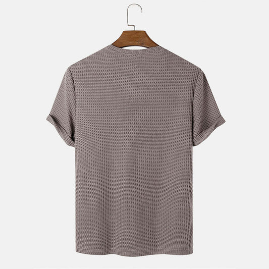 Men Summer Solid Color Round Neck Basic T-Shirts floriamart
