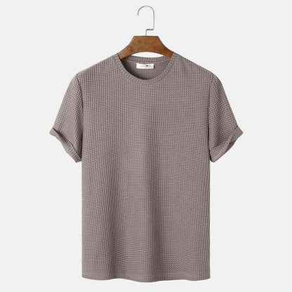 Men Summer Solid Color Round Neck Basic T-Shirts floriamart