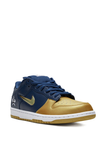 Nike X Supreme Sb Dunk Low Jewel Swoosh Gold/Navy Sneakers floriamart.shop