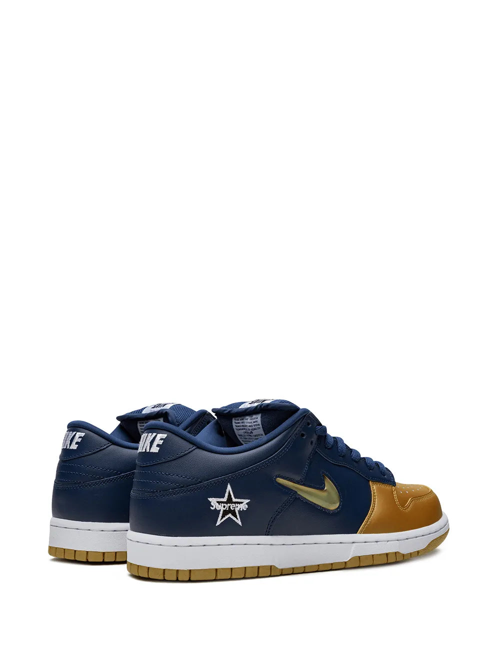 Nike X Supreme Sb Dunk Low Jewel Swoosh Gold/Navy Sneakers floriamart.shop