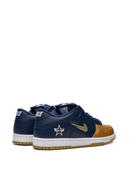Nike X Supreme Sb Dunk Low Jewel Swoosh Gold/Navy Sneakers floriamart.shop