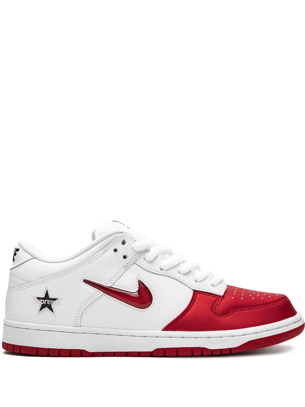 Nike X Supreme Sb Dunk Low Jewel Swoosh Red/White Sneakers floriamart.shop