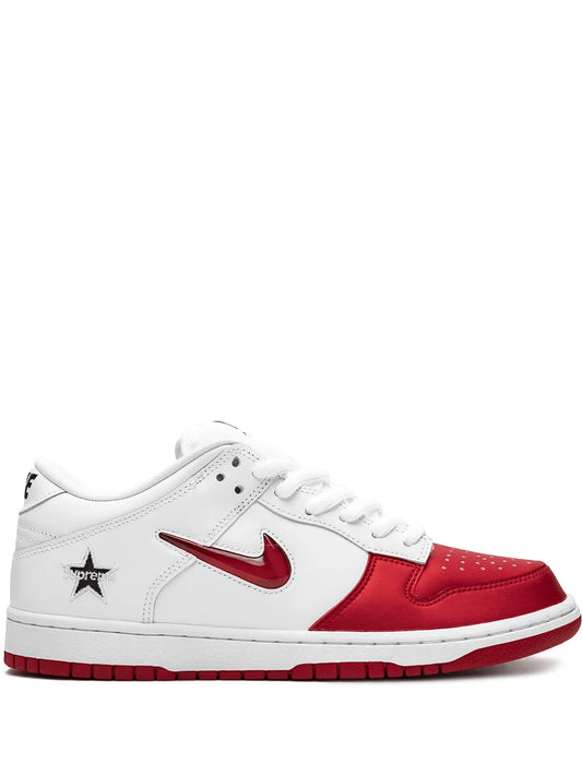 Nike X Supreme Sb Dunk Low Jewel Swoosh Red/White Sneakers floriamart.shop