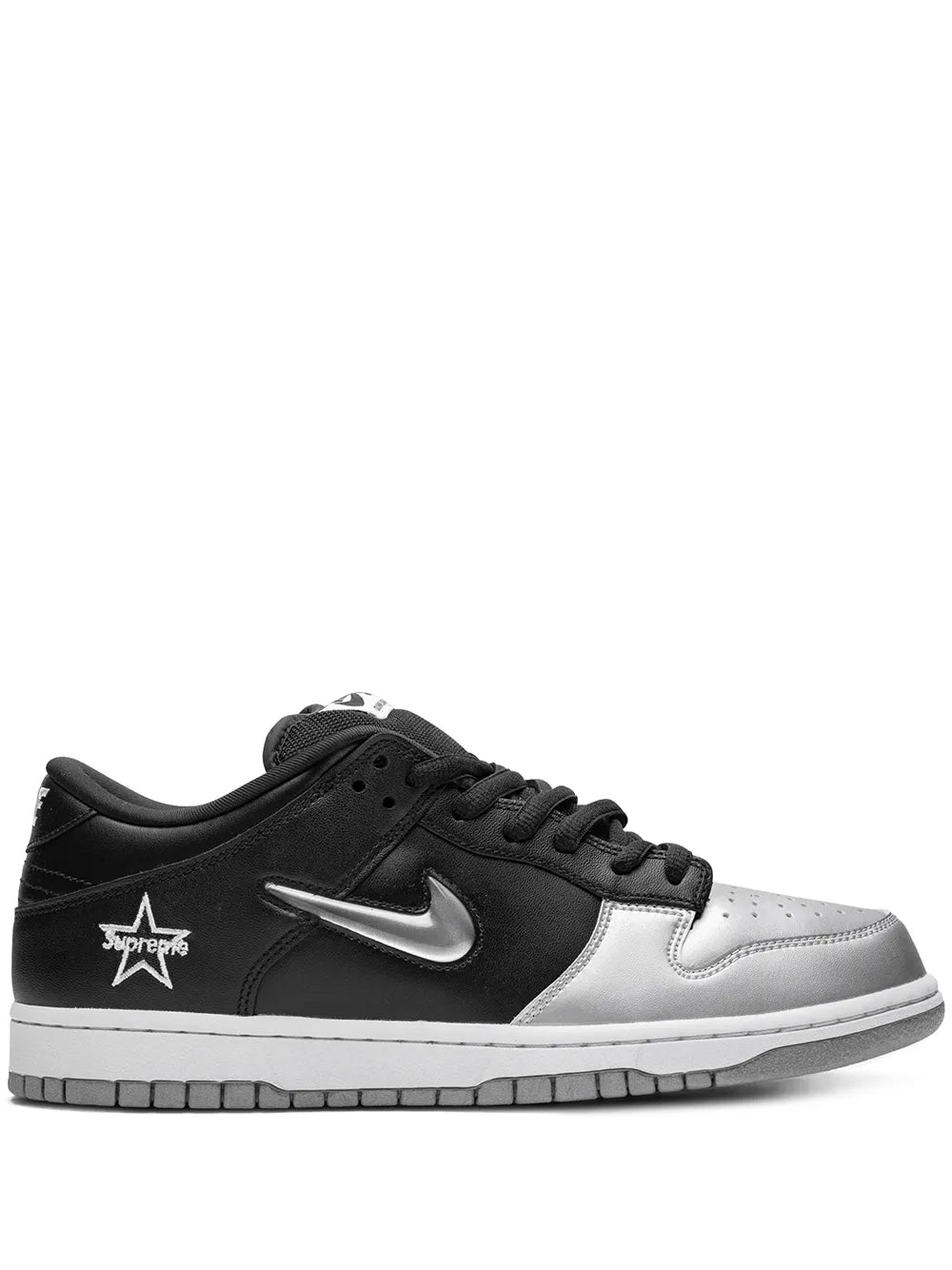 Nike X Supreme Sb Dunk Low Og Qs Jewel Swoosh Silver/Black Sneakers floriamart.shop