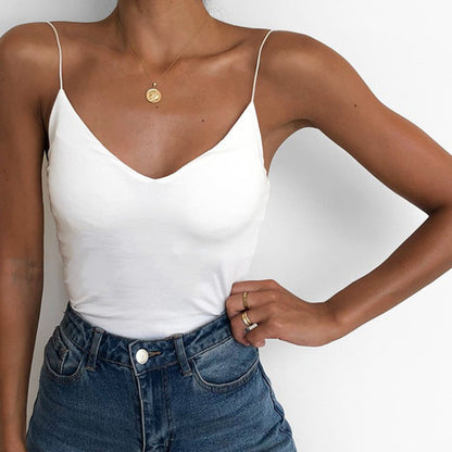 Satin Women Thin Wild Solid Camis Vest Women Tank Tops floriamart