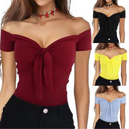 women V collar leisure T-shirt tops lady shirt floriamart