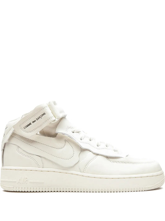 Nike X Comme Des Gar n Air Force 1 Mid White Sneakers floriamart.shop