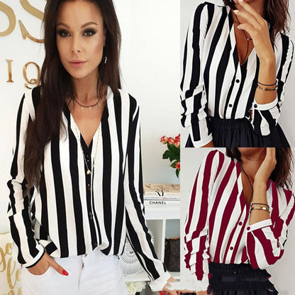 Autumn Casual Ladies Office Blouses Sexy Top floriamart