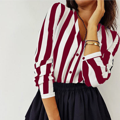 Autumn Casual Ladies Office Blouses Sexy Top floriamart
