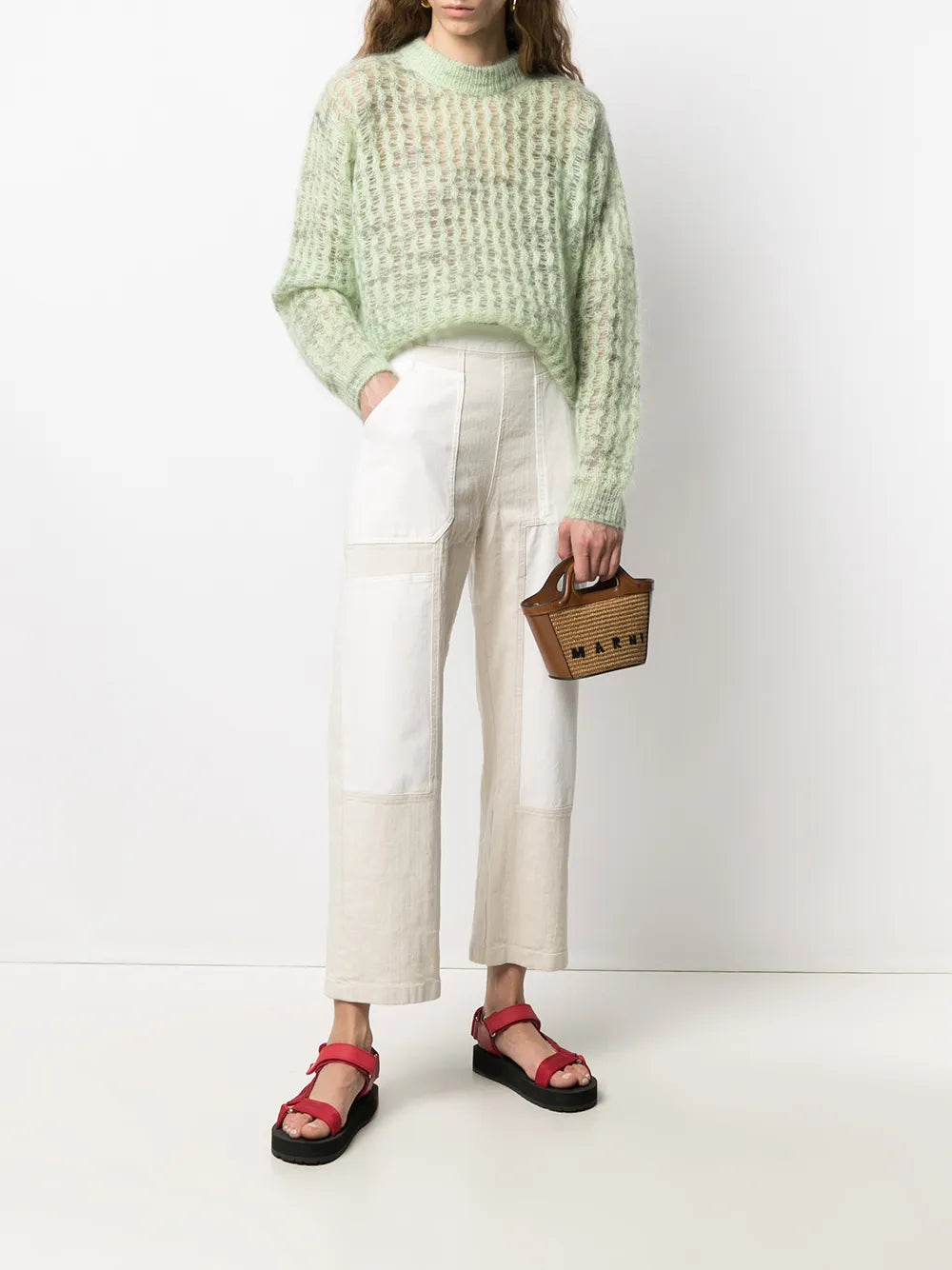 MarniTropicalia logo-embroidered tote bag