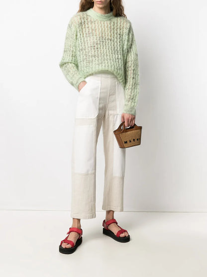 MarniTropicalia logo-embroidered tote bag