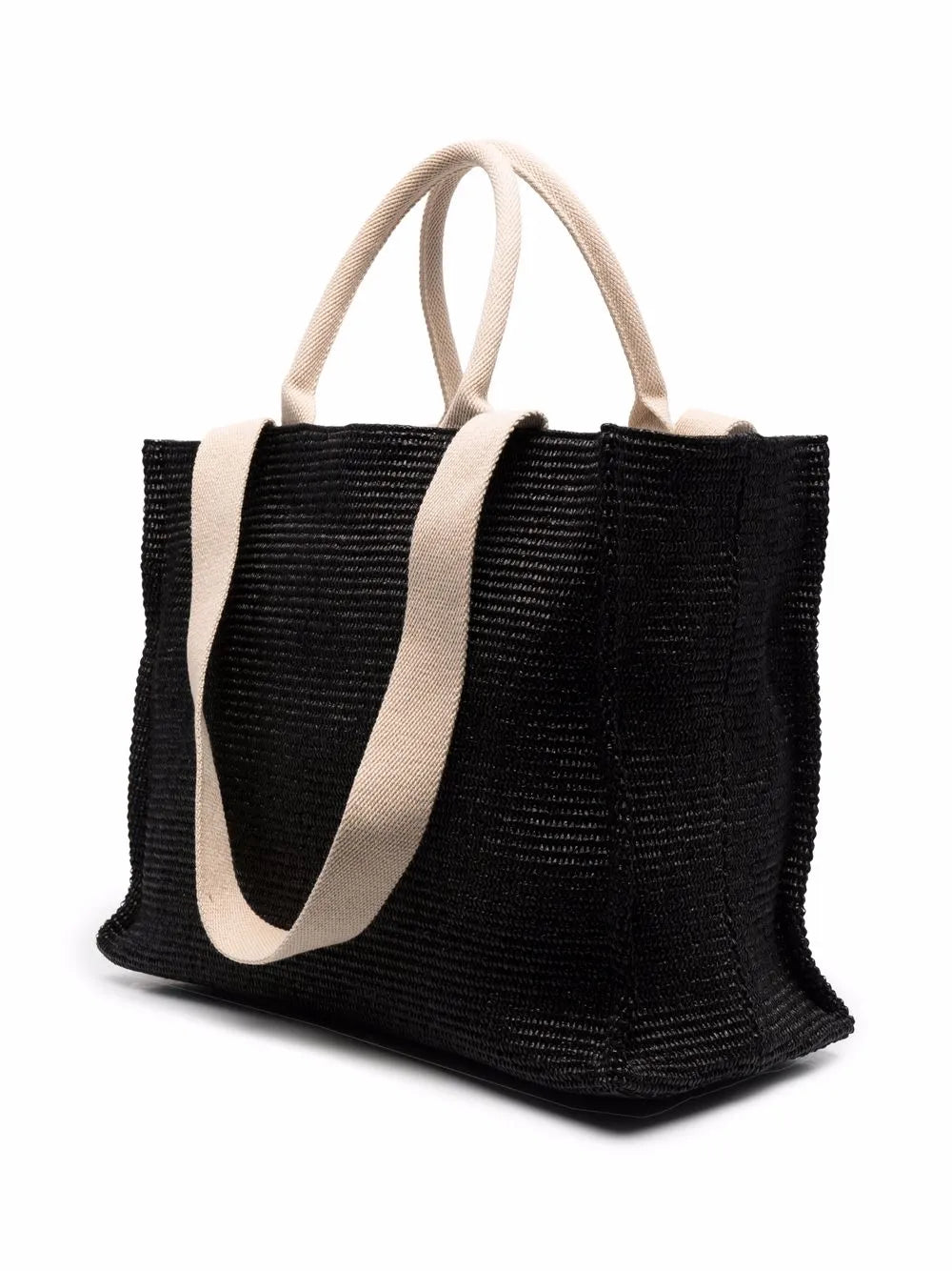 Marnilogo-embroidered raffia tote bag