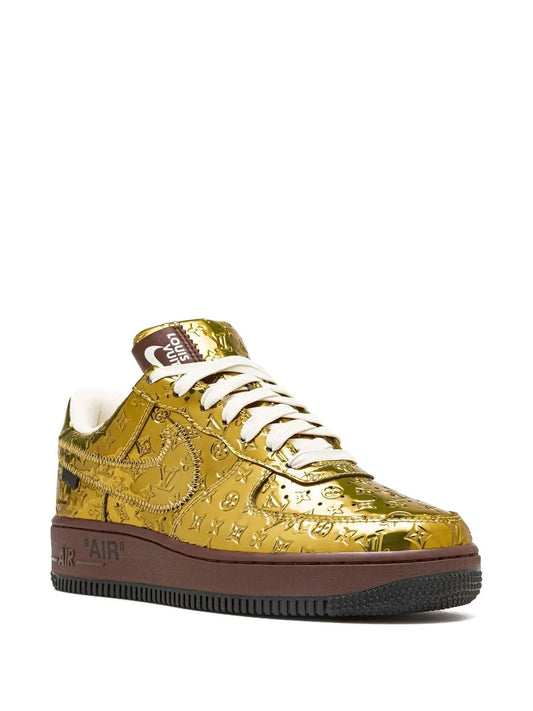 Nike X Louis Vuitton Air Force 1 Low Virgil Abloh - Metallic Gold Sneakers floriamart.shop