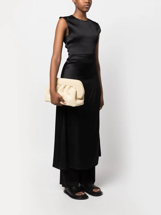 Themoire-fur clutch bag