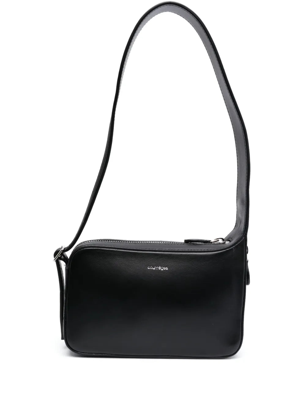 Courreszipped leather shoulder bag