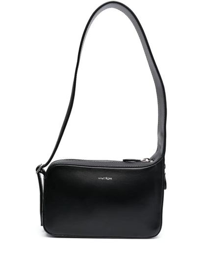 Courreszipped leather shoulder bag