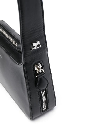 Courreszipped leather shoulder bag