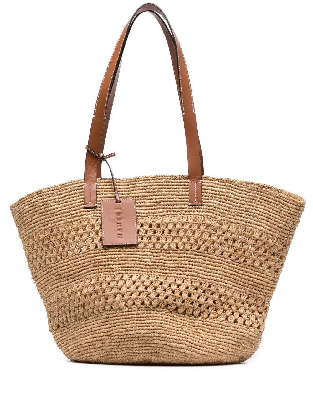 Manebilogo-tag raffia tote bag