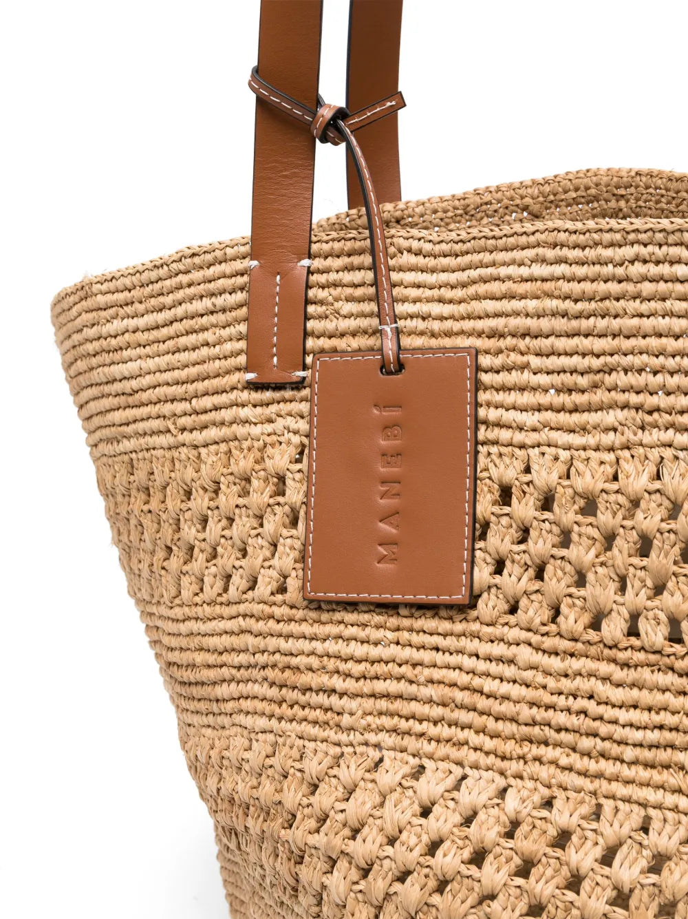 Manebilogo-tag raffia tote bag