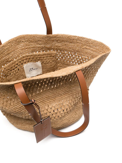 Manebilogo-tag raffia tote bag