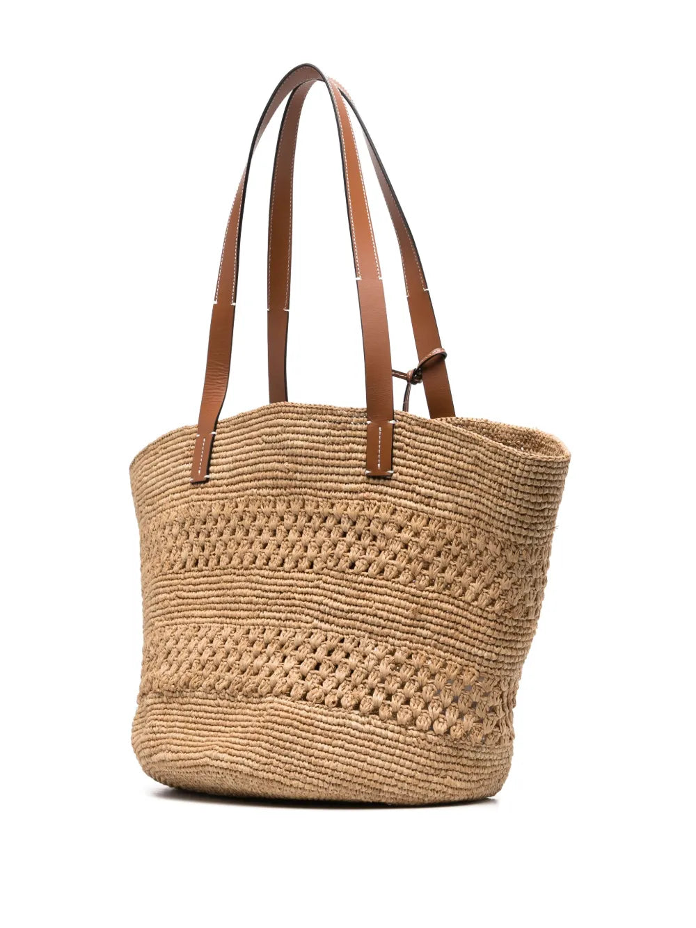 Manebilogo-tag raffia tote bag