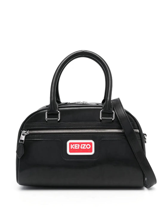 Kenzologo-plaque faux-leather tote bag