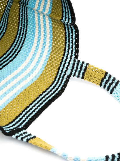 Lanvinstriped crochet cotton tote bag