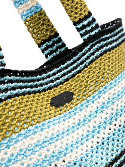 Lanvinstriped crochet cotton tote bag