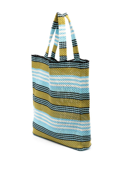 Lanvinstriped crochet cotton tote bag