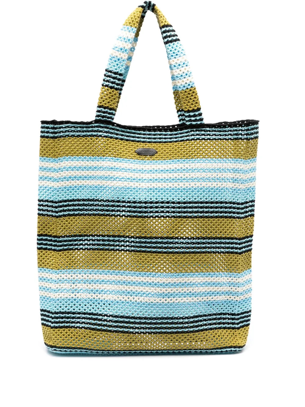 Lanvinstriped crochet cotton tote bag