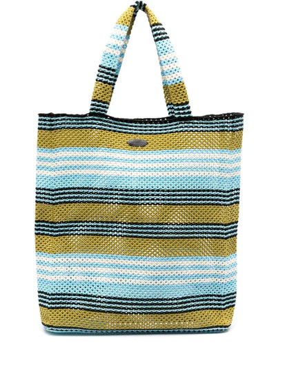 Lanvinstriped crochet cotton tote bag