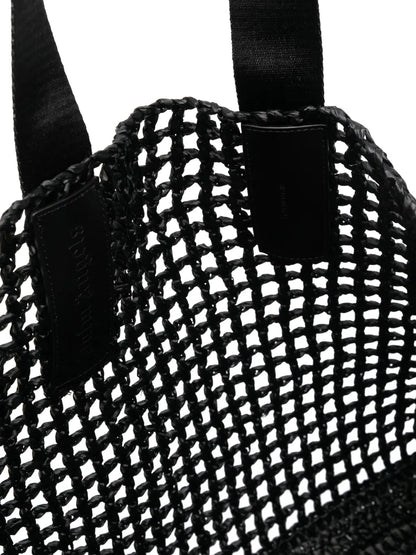 Palm Angelslogo-strap raffia tote bag