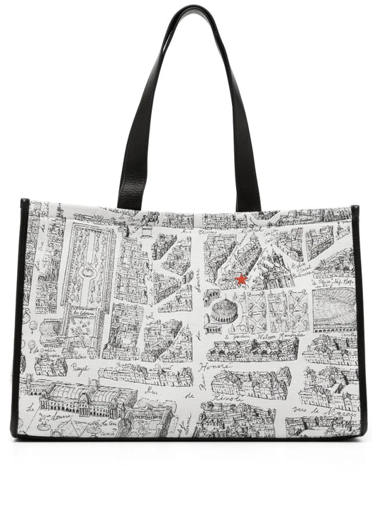 agn b. Map of Paris screen-print tote bag floriamart.shop