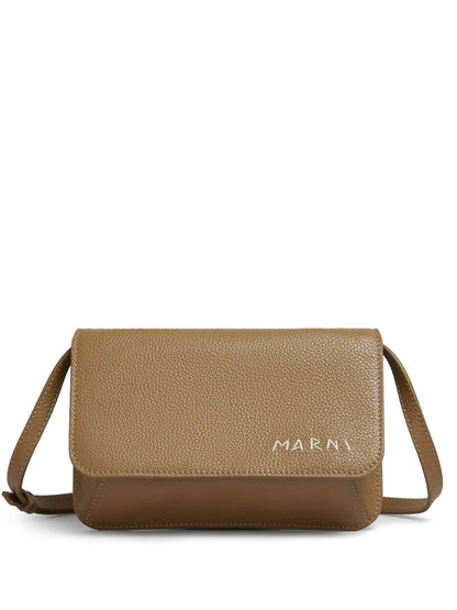 RunwayMarnilogo-embroidered leather shoulder bag