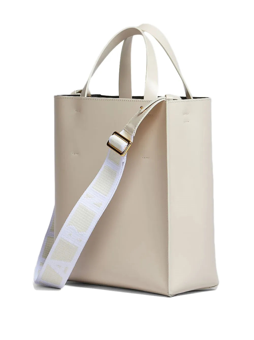 Marnilogo-strap leather tote bag