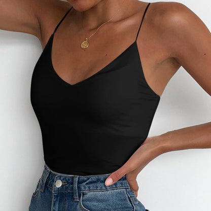 Satin Women Thin Wild Solid Camis Vest Women Tank Tops floriamart