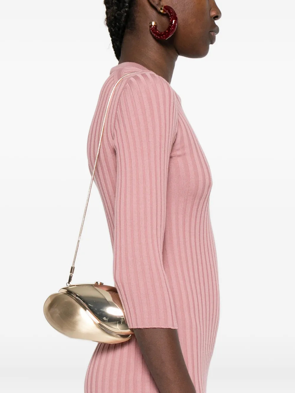 SimkhaiAmeera metallic-effect oval clutch