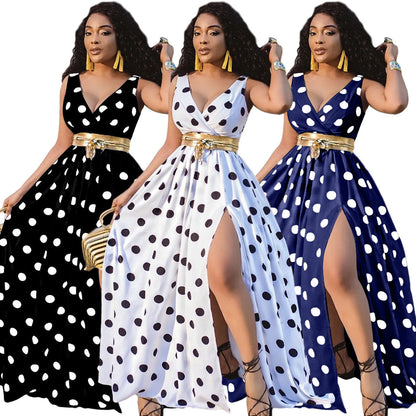 Sexy Dresses Women Party Ladies Belt Plus Size Forked Club Dresses floriamart