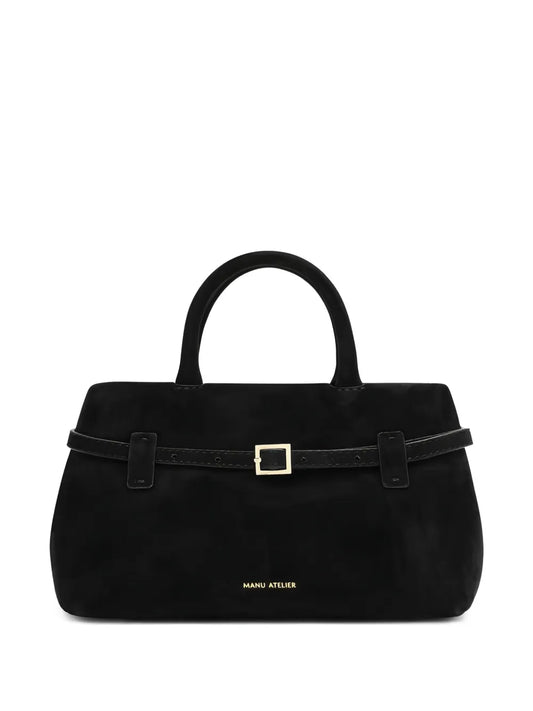 Manu Atelierbuckle-fastening suede tote bag