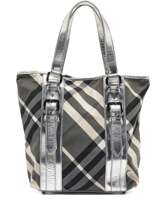 Pre-OwnedBurberry Pre-Ownedmedium Silver Beat Victoria tote bag